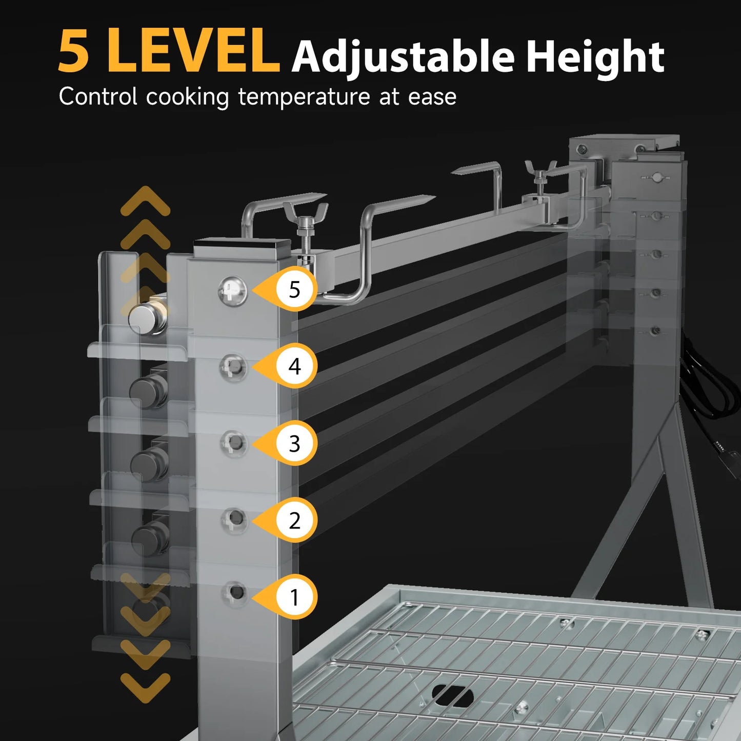 Camping Rotisserie Grill 176LBS Capacity 25W Motor Small BBQ Charcoal Roaster 51'' 2 in 1 Pig Lamb Cooking Tool