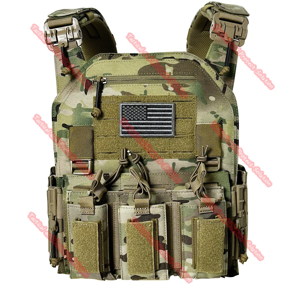 0305 Advanced 1000D Nylon Quick Release Modular Laser cutting Molle System Tactical Vest with Double Triple Magazine Pouch
