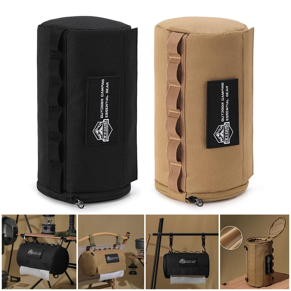 Roll Paper Storage Holder Portable Tissue Cover Organizer Polyester Waterproof Hanging Napkin Holder for Picnic Camping Hiking