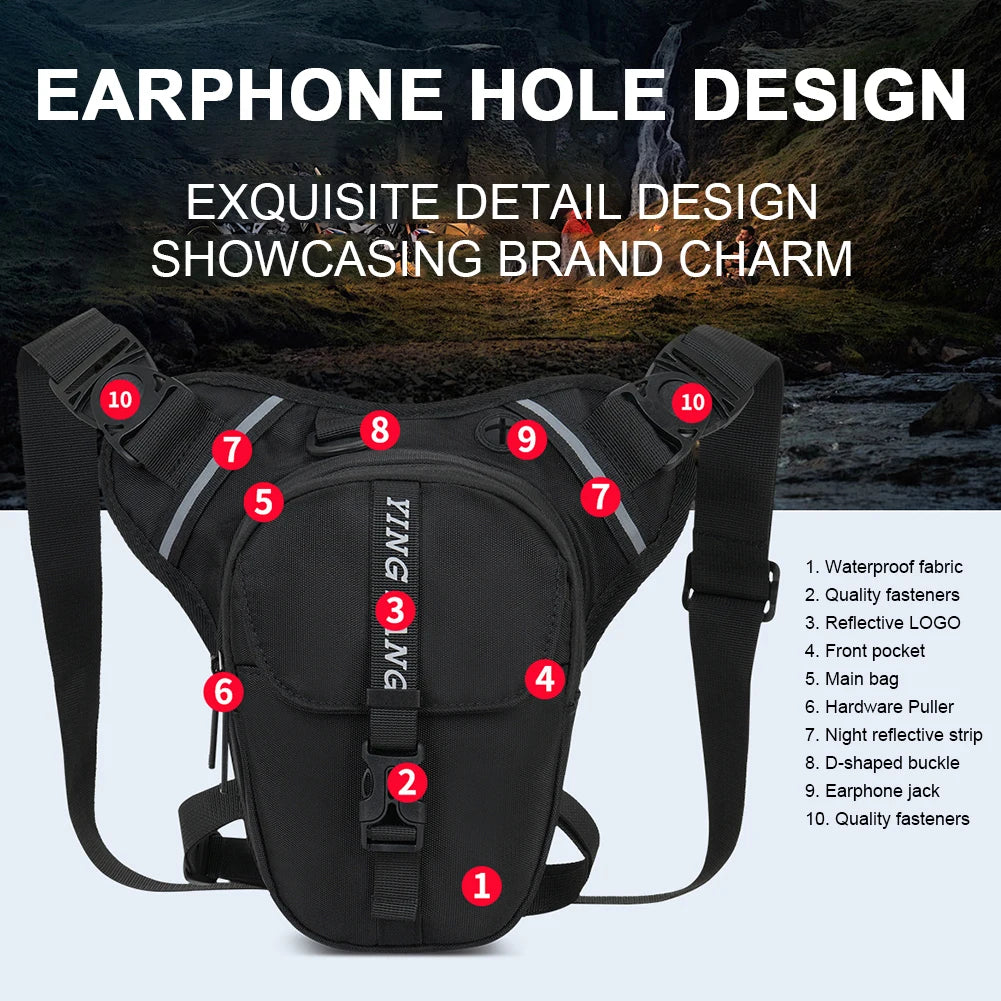 Motorcycle Drop Leg Bag Outdoor Waist Bag Waterproof Motorbike Riding Chest Bag Motorcycle Thigh Bag for Hiking Climbing Fishing